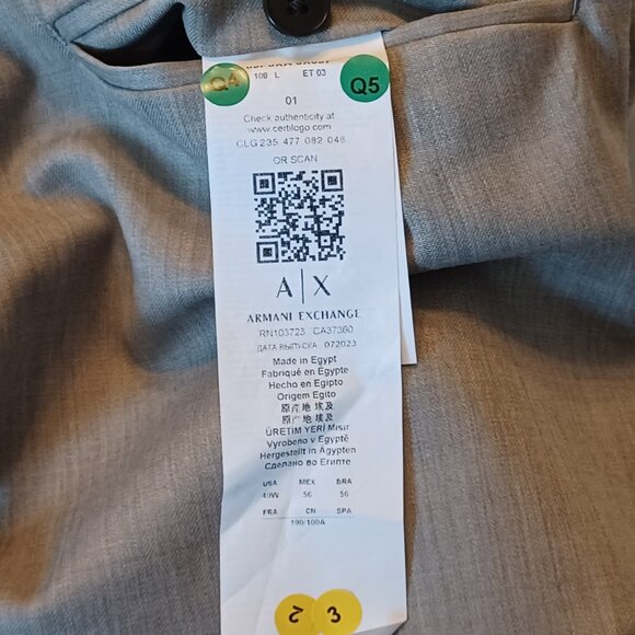 NEW Armani Exchange Light Grey Taupe Modern Fit Flat Front Textured Dress Pants - Picture 7 of 12